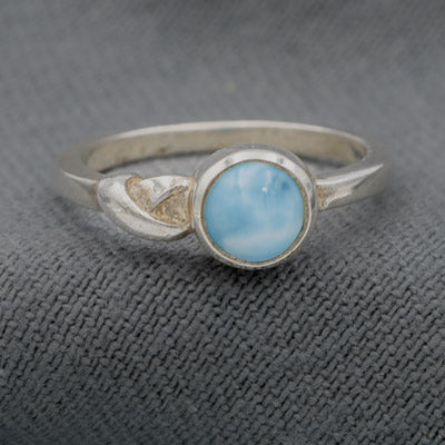 Sterling Silver Larimar Ring Soft Blue Stone - Silvertree Jewelry #