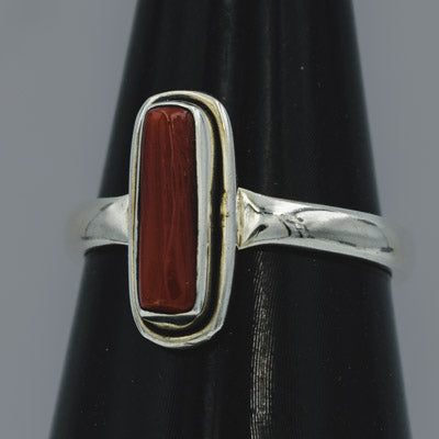 Sterling Silver Coral Stick Vertical Ring - Silvertree Jewelry #