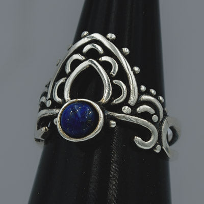 Sterling Silver Lapis Lazuli Boho Scroll Ring - Silvertree Jewelry #