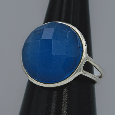 Sterling Silver Blue Chalcedony Ring Faceted Stone - Silvertree Jewelry #