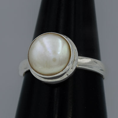 Sterling Silver Button Pearl ring - Silvertree Jewelry #
