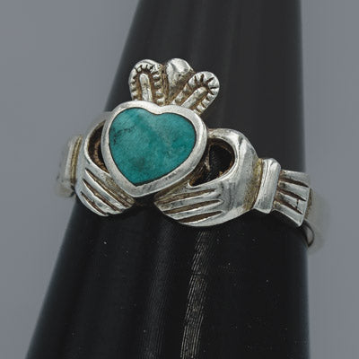 Sterling Silver Howlite Claddagh Heart Ring - Silvertree Jewelry #