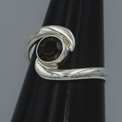 Sterling Silver Smoky Quartz Scroll Band Ring - Silvertree Jewelry #
