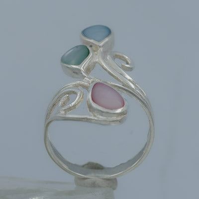 Sterling Silver Vertical Mother of Pearl ring - Silvertree Jewelry #