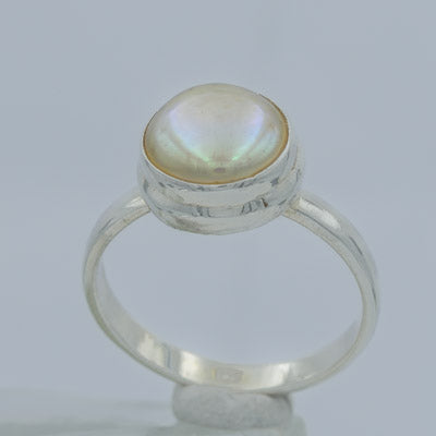 Sterling Silver Button Pearl ring - Silvertree Jewelry #