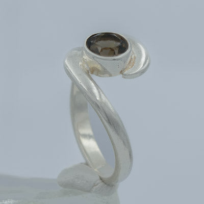 Sterling Silver Smoky Quartz Scroll Band Ring - Silvertree Jewelry #