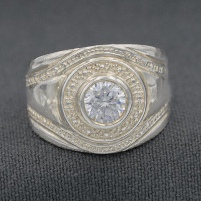 Sterling Silver Elegance: Bold Cubic Zirconia Ring - Silvertree Jewelry #