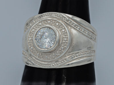 Sterling Silver Elegance: Bold Cubic Zirconia Ring - Silvertree Jewelry #