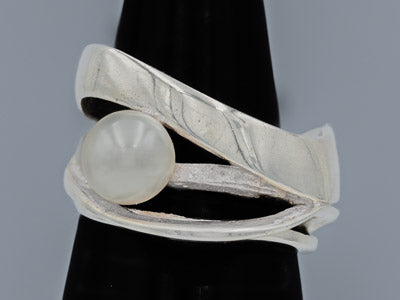 Sterling Silver Multi Band Ring with Freshwater Pearl - Silvertree Jewelry #