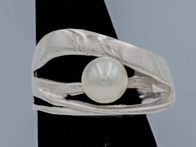 Sterling Silver Multi Band Ring with Freshwater Pearl - Silvertree Jewelry #
