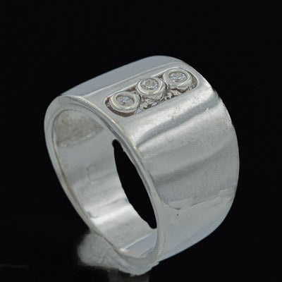 Sterling Silver Wide Band Ring with Channel Set Cubics - Silvertree Jewelry #