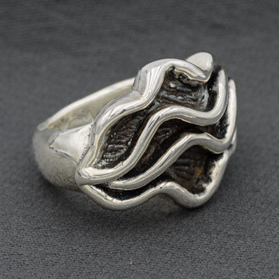 Electroplated Crushed Paper Silver Ring 3cm Statement