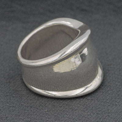 Sterling Silver Electroplated Ring 2cm Tapered Design