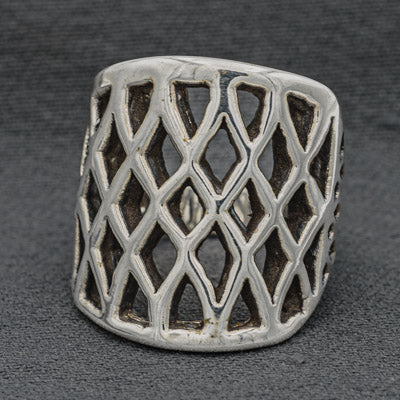 Sterling silver Electroplated Open Lattice Ring , Bold Design
