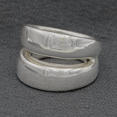 Modern Sterling Silver Double Band Ring - Sleek & Stylish Design
