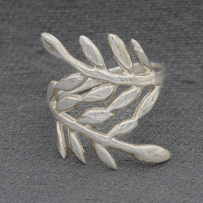 Sterling Silver Leaf Wrap Ring 2.2cm Nature Design