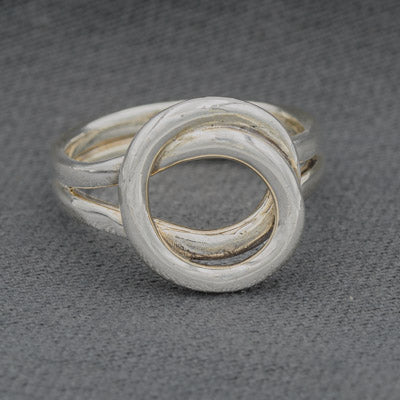 Sterling Silver Loop Circle Ring 2mm Double Band