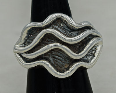 Electroplated Crushed Paper Silver Ring 3cm Statement