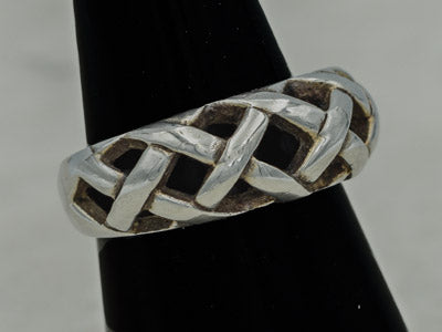 Sterling Silver Open Lattice Dome Ring 8mm