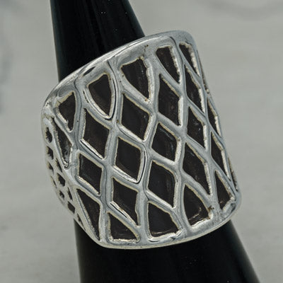 Sterling silver Electroplated Open Lattice Ring , Bold Design