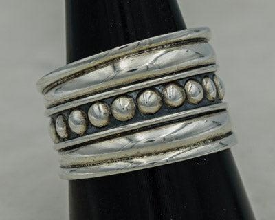 Sterling Silver Bali Style Ring 2.2cm Textured Band