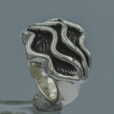 Electroplated Crushed Paper Silver Ring 3cm Statement