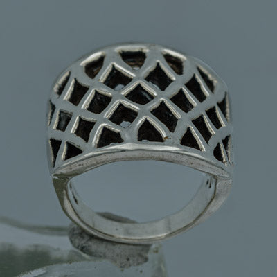 Sterling silver Electroplated Open Lattice Ring , Bold Design