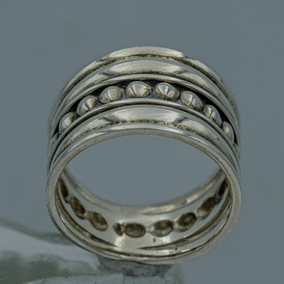 Sterling Silver Bali Style Ring 2.2cm Textured Band