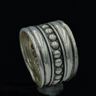 Sterling Silver Bali Style Ring 2.2cm Textured Band