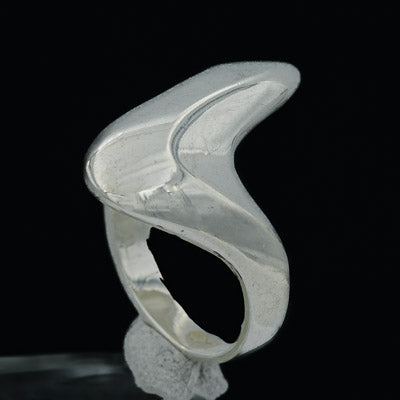Sterling Silver Zig Zag Ring 2.3cm Beveled Edges