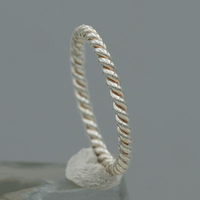 Sterling Silver Twisted Band Ring 2mm Delicate