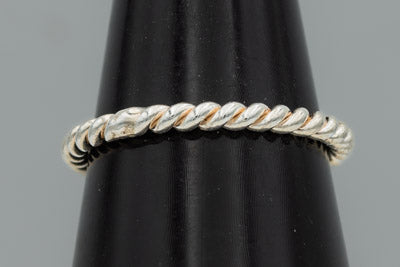 Sterling Silver Twisted Band Ring 2mm Delicate
