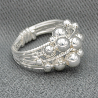 Sterling silver multiple ball ring