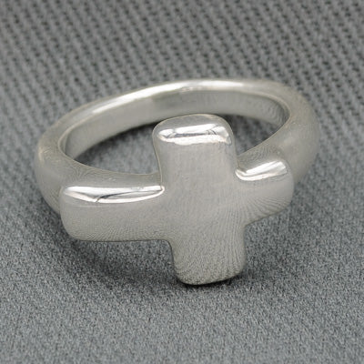 Sterling silver bulky cross ring