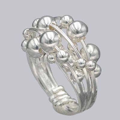 Sterling silver multiple wired ring with balls.