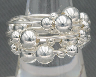 Sterling silver multiple ball ring