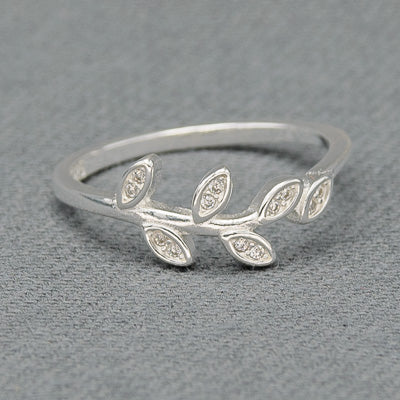 Sterling silver branch ring with cubics