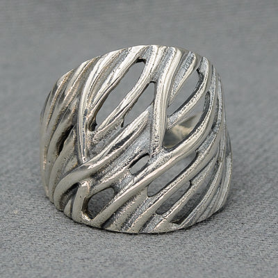Sterling silver diagonal line ring