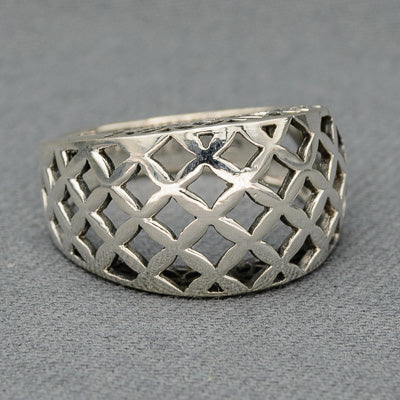Sterling silver open lattice ring