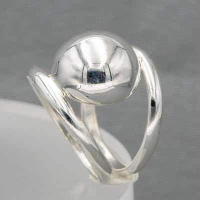 Sterling silver double band ball ring 14 mm