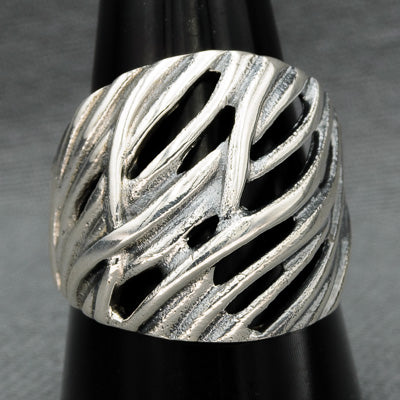 Sterling silver diagonal line ring