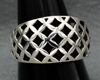 Sterling silver open lattice ring