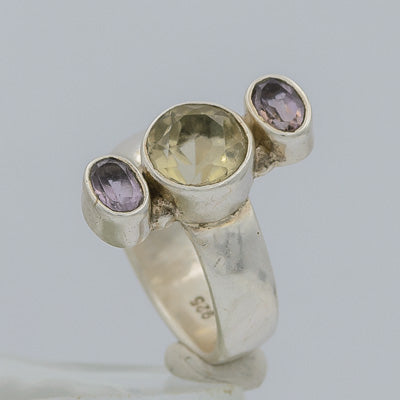 Sterling silver, citrine , amethyst ring - Silvertree Jewelry #