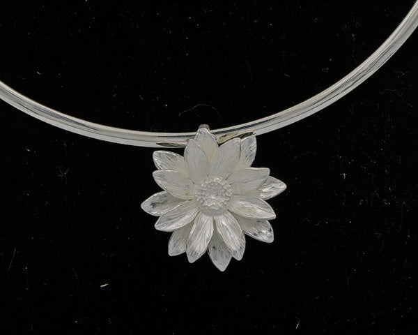 Sterling Silver Daisy Pendant – Matte & Polished Finish