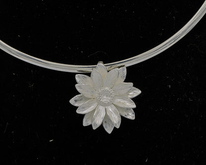 Sterling Silver Daisy Pendant – Matte & Polished Finish