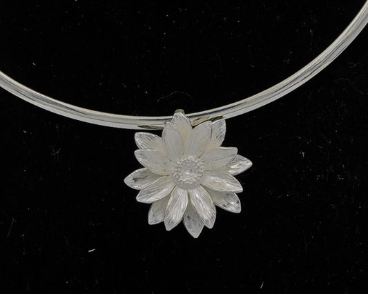Sterling Silver Daisy Pendant – Matte & Polished Finish
