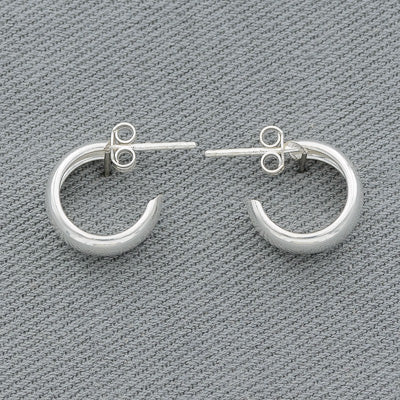 Small Chunky Sterling Silver Hoop Earrings – 14 mm - Silvertree Jewelry #