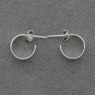 Small Flat Sterling Silver Hoop Earrings ,13 mm