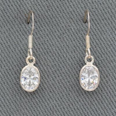 Small Oval Cubic Zirconia Drop Earrings – 3cm