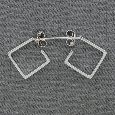 Small Square Sterling Silver Hoop Earrings  13 mm - Silvertree Jewelry #